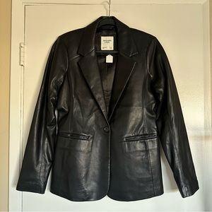 Abercrombie black leather blazer